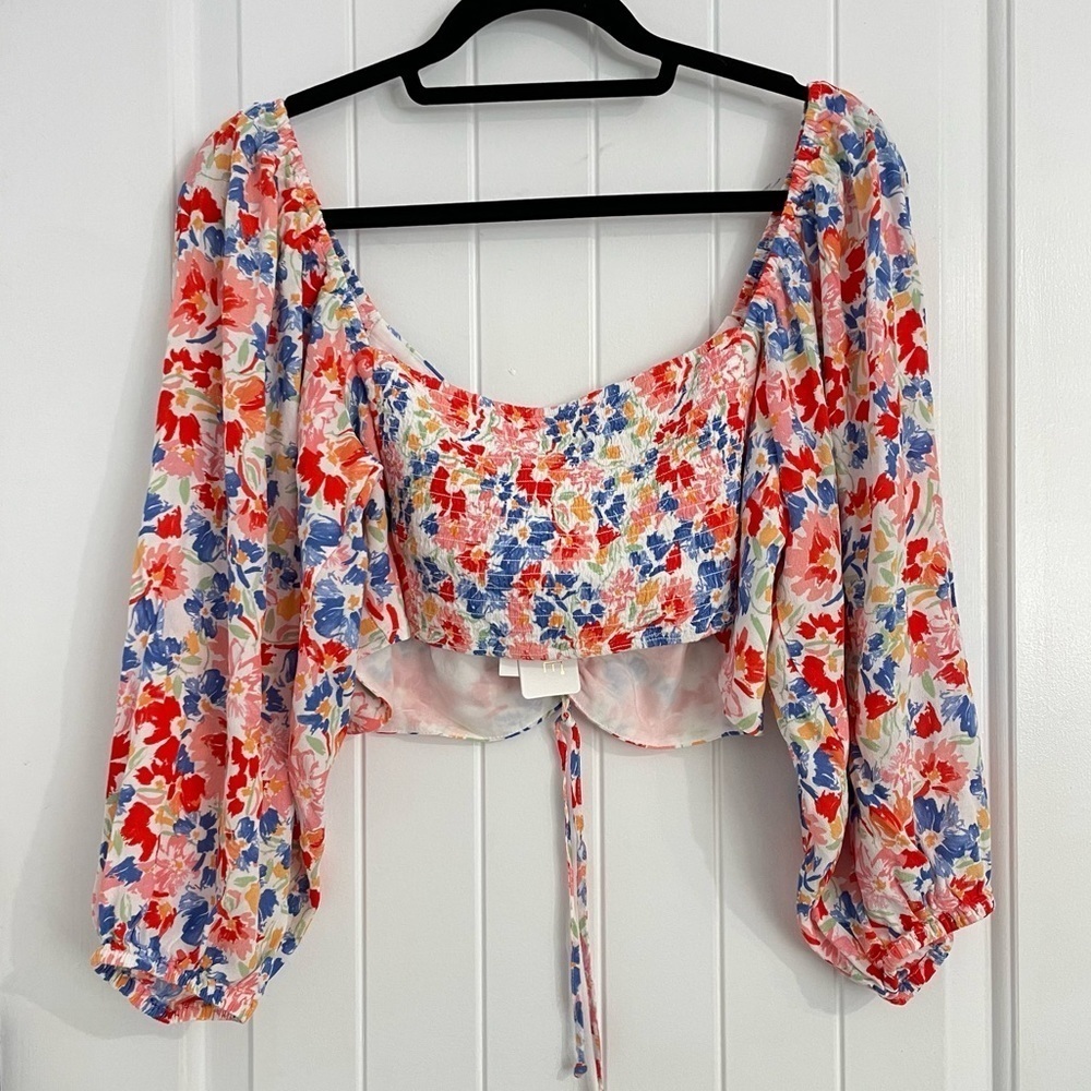 NWT L*Space Long Sleeves Cropped Floral Farryn Top - Picture 5 of 7